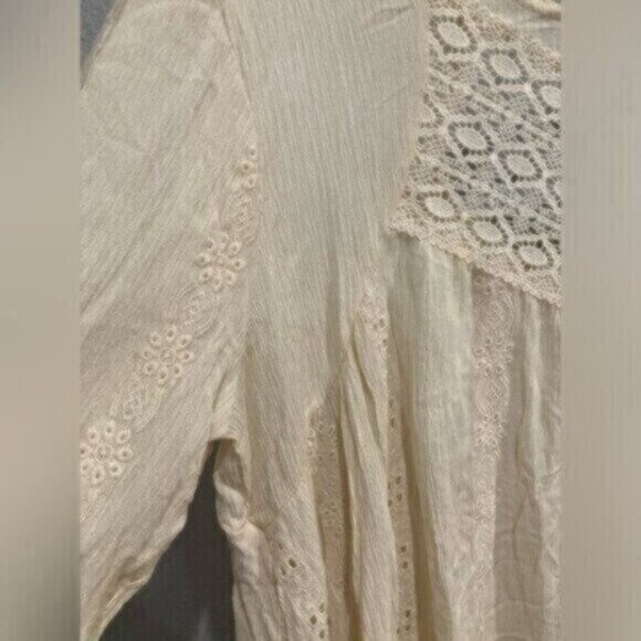 New Adiva Boho Embroidered Top Neutral Cottagecore Feminine Vintage Inspired - Picture 4 of 9